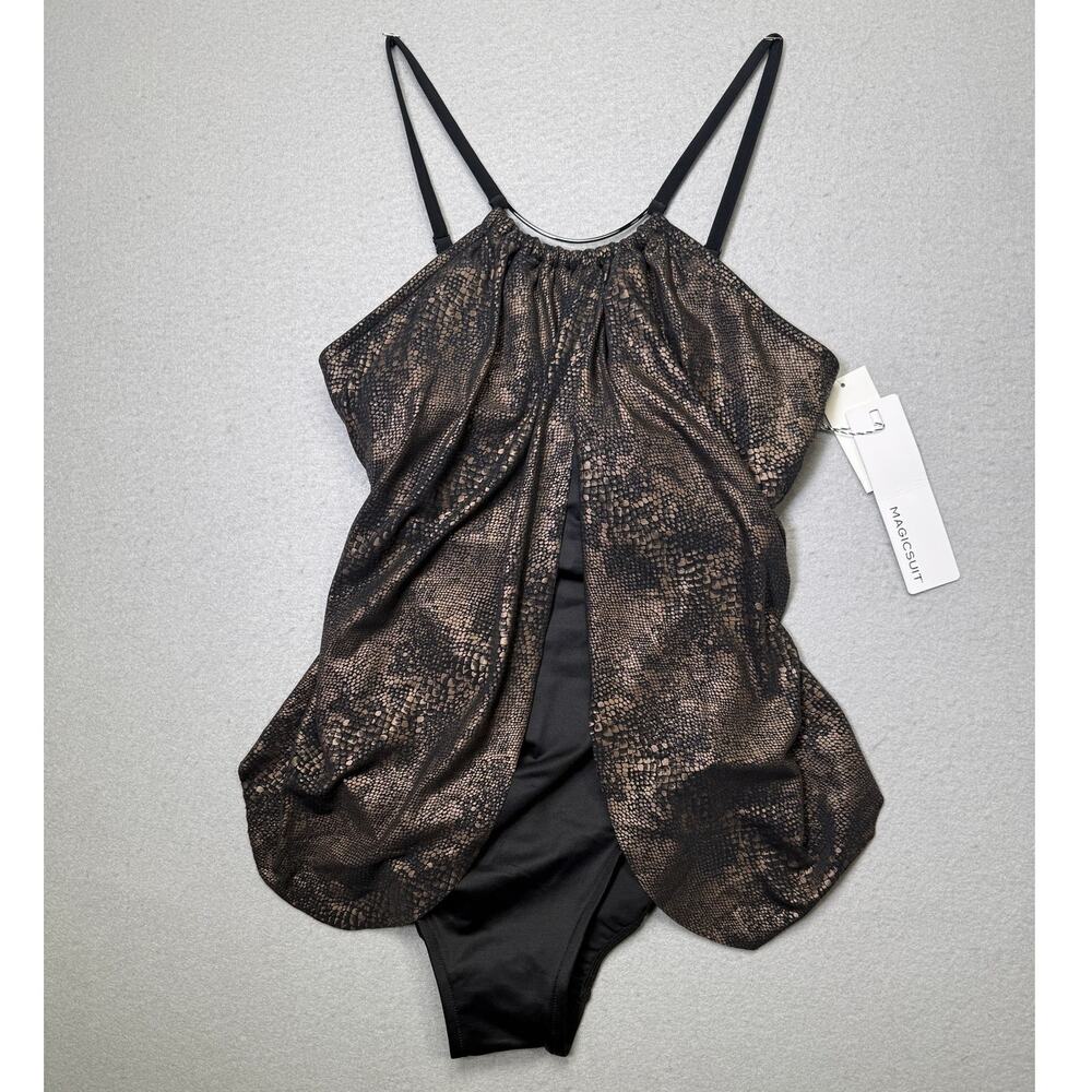 806188218202 Magicsuit Xantu Jill One-Piece Swimsuit Black/Bronze 12 $162